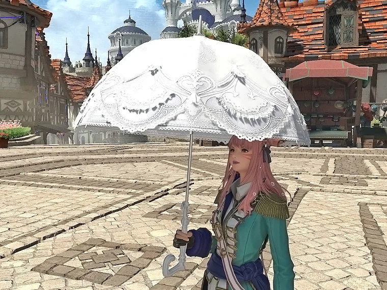 White Embroidered Parasol - Image